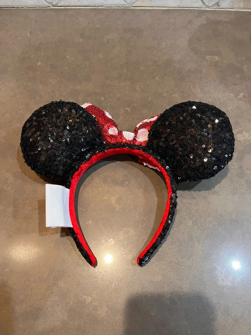 Classic Minnie Mouse Sequin Headband - Red Polka Dot Ears